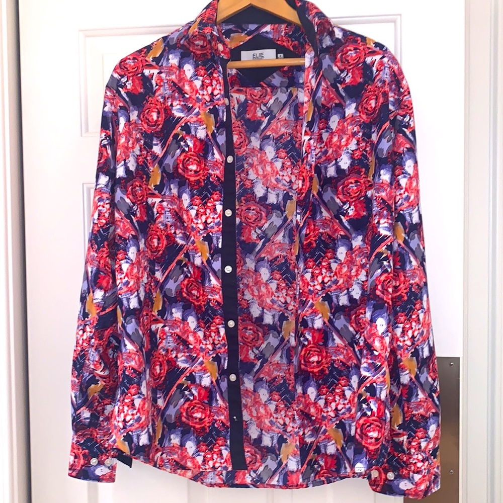 Elie Balleh Shirt Floral Long Sleeve Button Down Mens Size M
